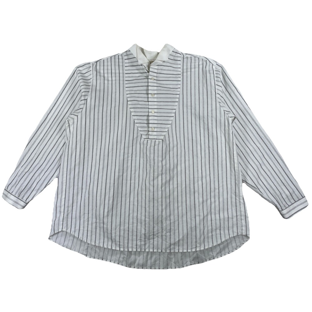 Wah Maker Western 1/2 Button Shirt Men's Large White Striped Made USA